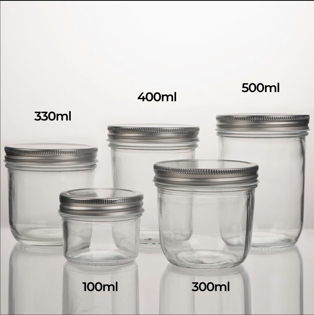 Hũ Thủy Tinh JD Nắp Nhôm Viền Trắng 100ml 200ml 300ml, Nắp Nhôm Chịu Nhiệt, Làm Sữa Chua , Mứt , Đựng Gia Vị - North Star Packing