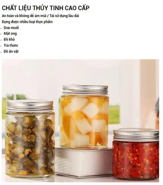 Hũ Thủy Tinh Cylinder Dáng Cao Nắp Nhôm Dung Tích 280ml/ 500ml/ 750ml, Đựng Thực Phẩm, Đồ Khô, Ngũ Cốc - North Star Packing