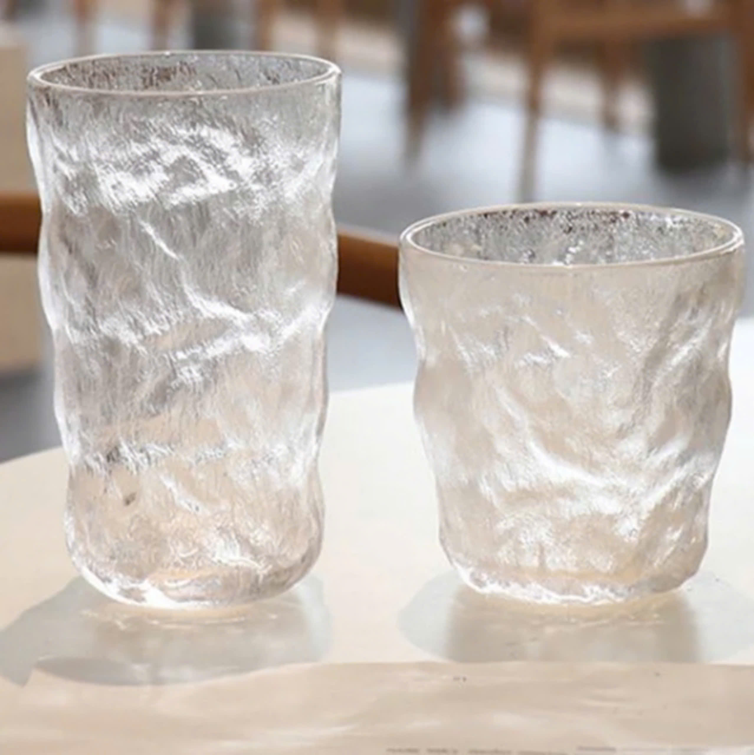 Cốc/Ly Thủy Tinh Chịu Nhiệt Thiết Kế Vân Đá Nhám 300ml- 400ml, Thủy Tinh Pha Lê Cao Cấp - North Star Packing