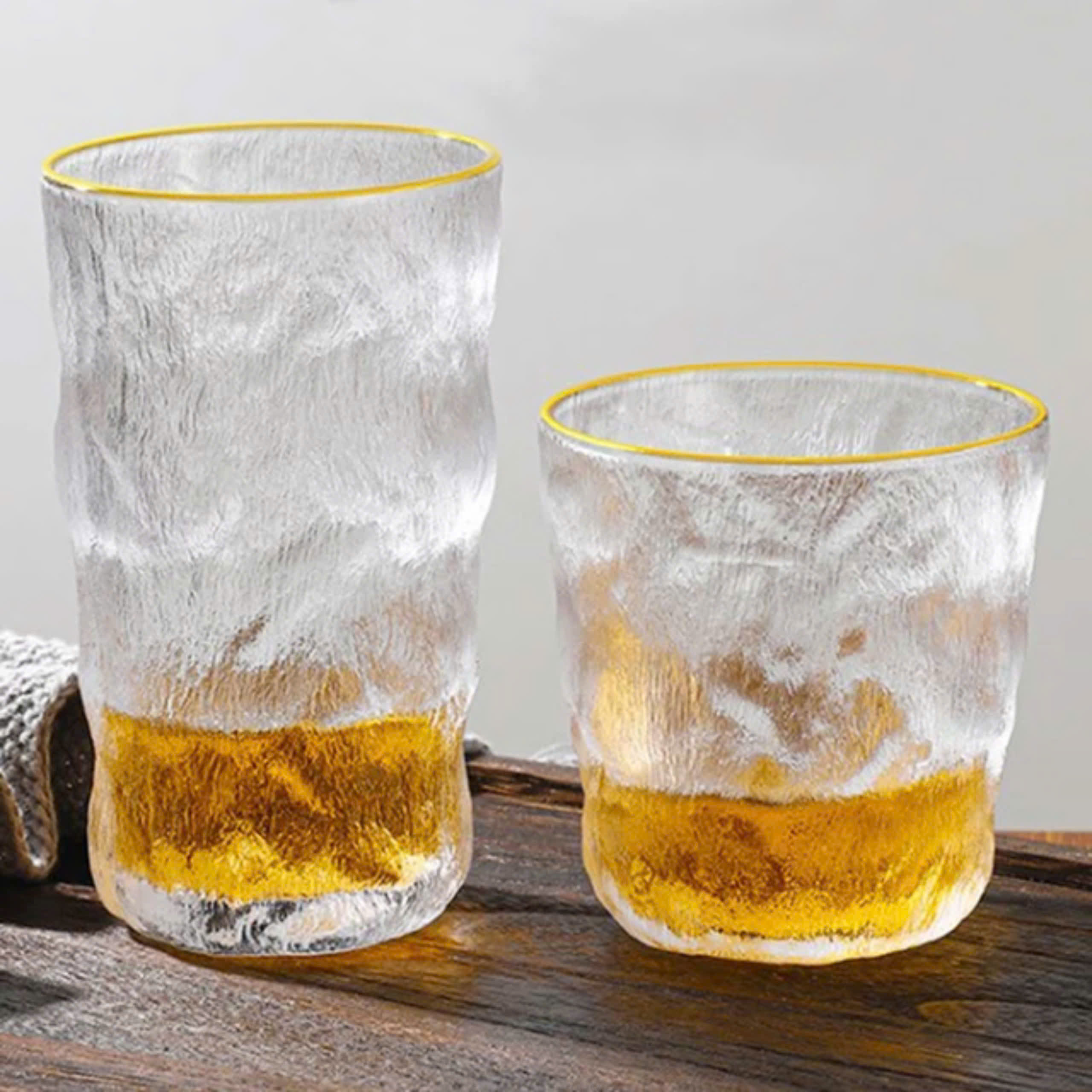 Cốc/Ly Thủy Tinh Chịu Nhiệt Thiết Kế Vân Đá Nhám 300ml- 400ml, Thủy Tinh Pha Lê Cao Cấp - North Star Packing