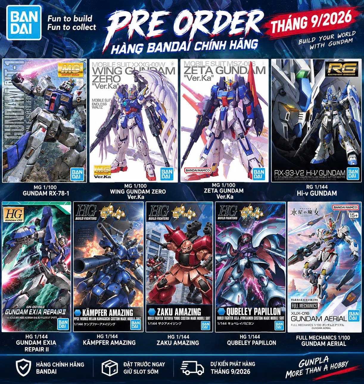 List Hàng Bandai cuối Tháng 9/2026