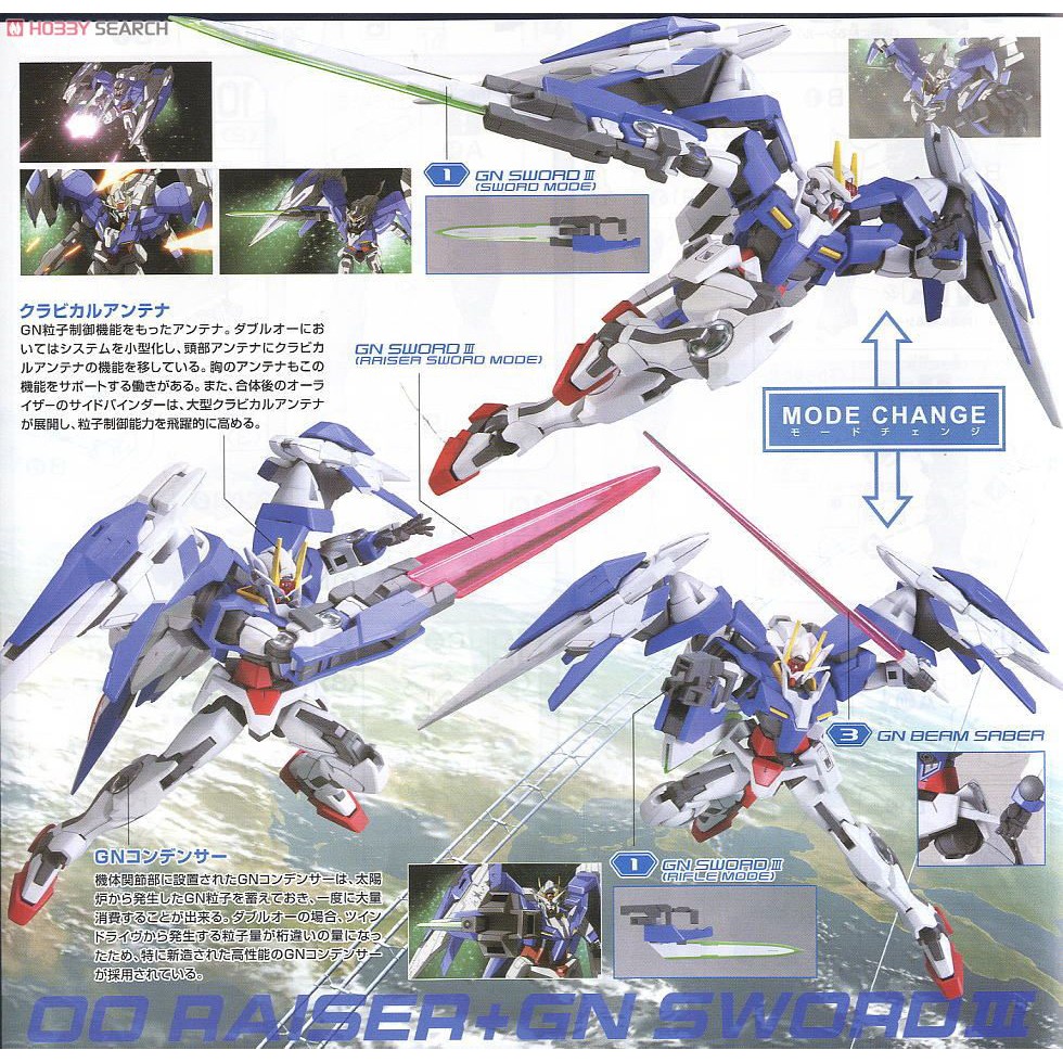 Hg Raiser Mô hình lắp ráp Gundam HG 00 Raiser + GN Sword III tặng base