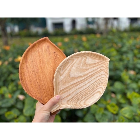 Khay Gỗ Gõ Đỏ Lá Trầu Nhỏ 17x26cm