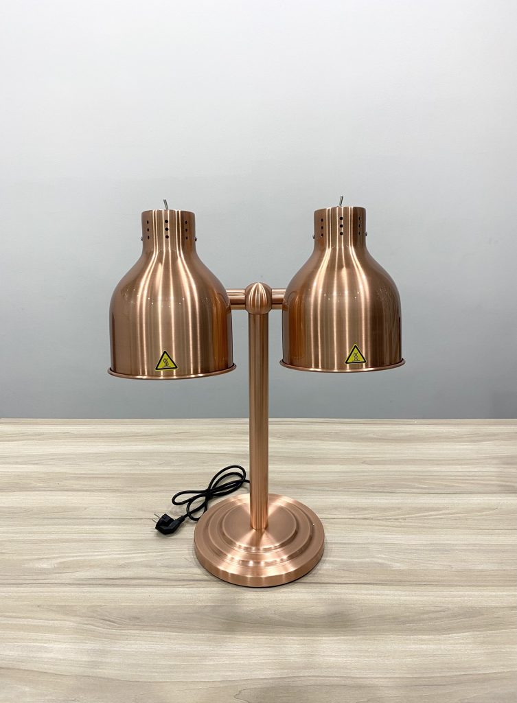 Đèn hâm nóng thức ăn 2 bóng đồng, đế tròn đồng 121169G