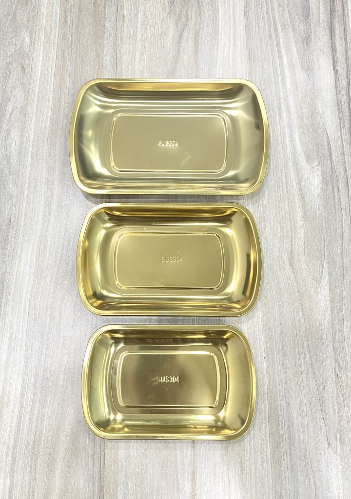 Dĩa CN sâu lòng inox 304 vàng lớn CFP304245G