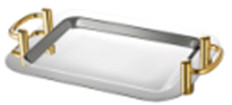 Khay trưng bày inox CN vàng có tay nắm (390×290mm) 122100