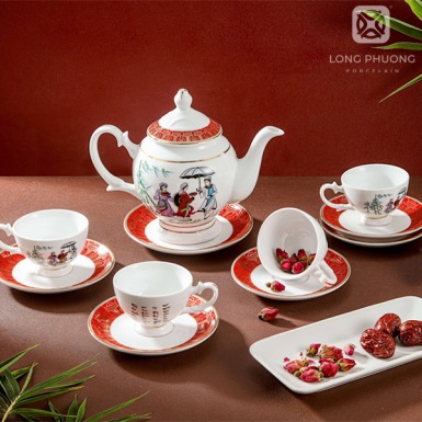 Bộ ấm chén long phương ( quan họ) Long phương