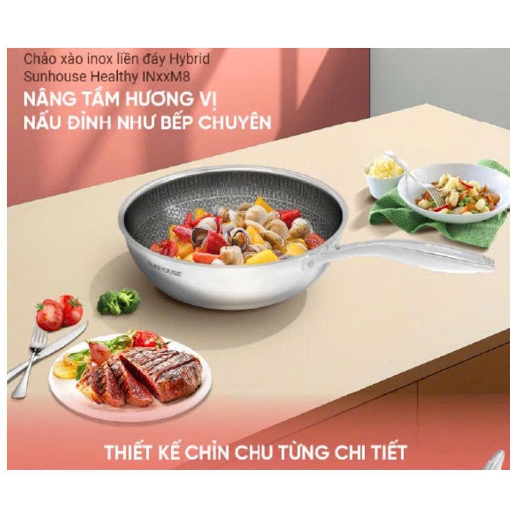 Chảo chống dính inox liền đáy SUNHOUSE IN26M8