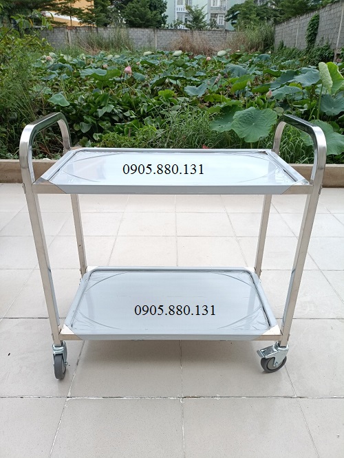 Xe đẩy inox 2 tầng lớn S1001
