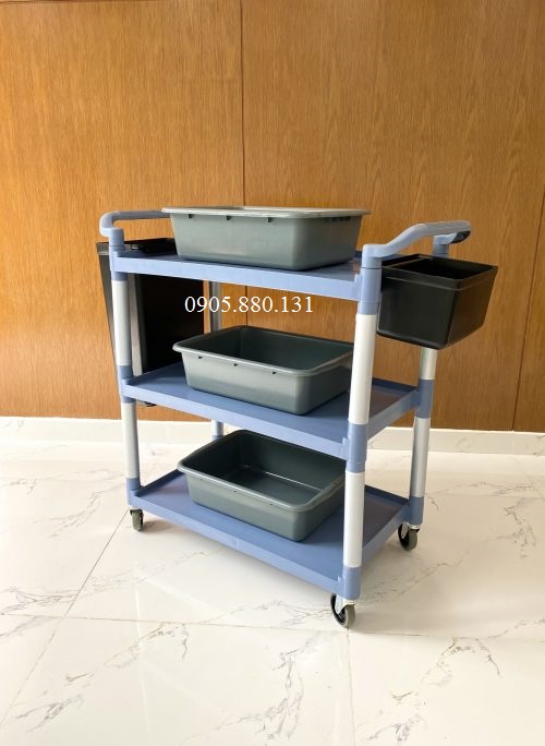 Xe phục vụ 3 tầng xám có thau L-010-1