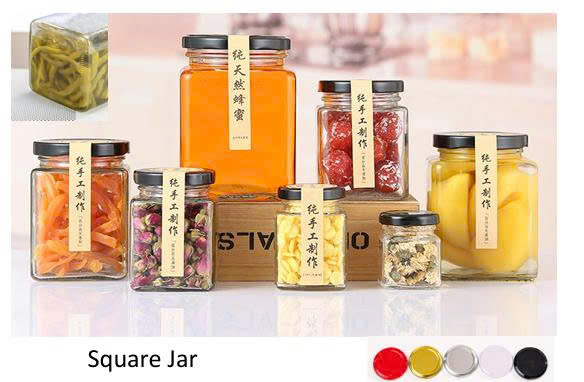 Hũ thủy tinh vuông nắp thiếc