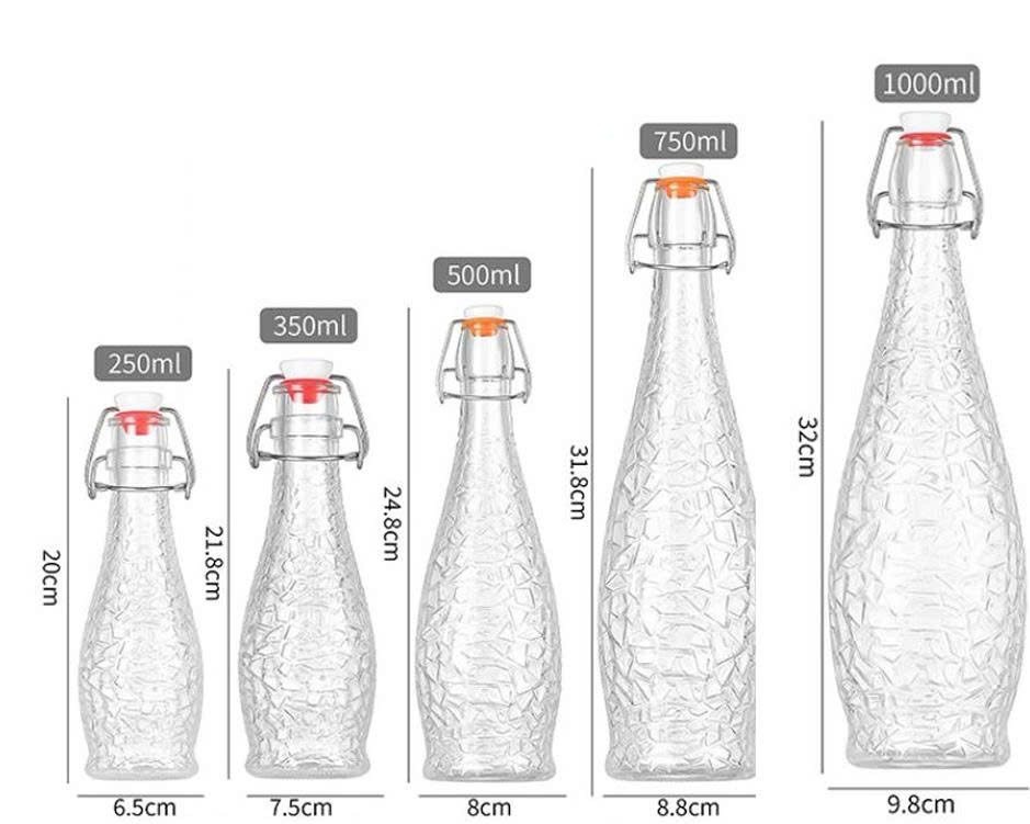 Bình thủy tinh nắp gài có vân đá