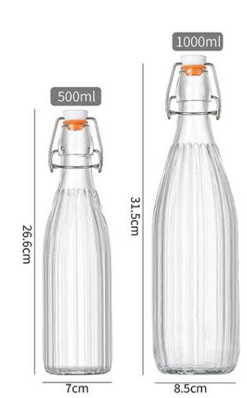 Bình thủy tinh nắp gài có họa tiết