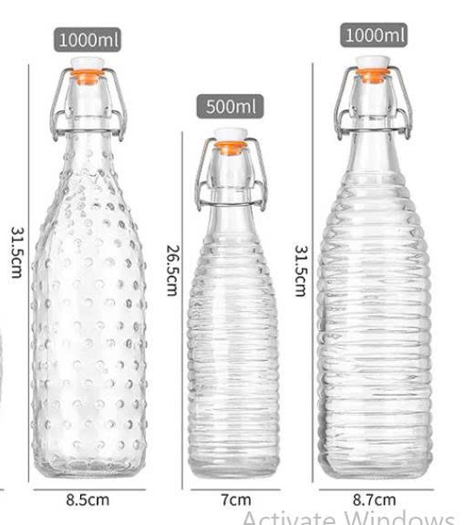 Bình thủy tinh nắp gài có họa tiết