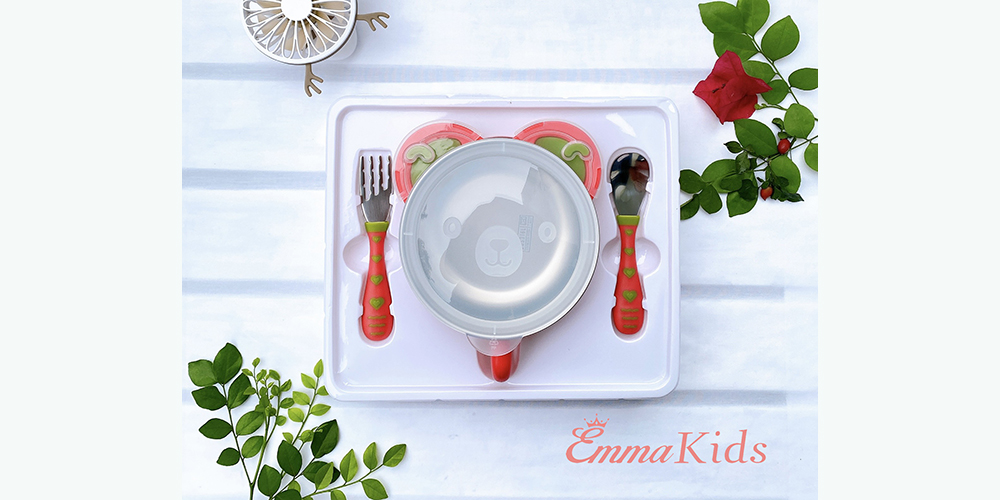 Bát ăn dặm kèm thìa dĩa EMMAKIDS