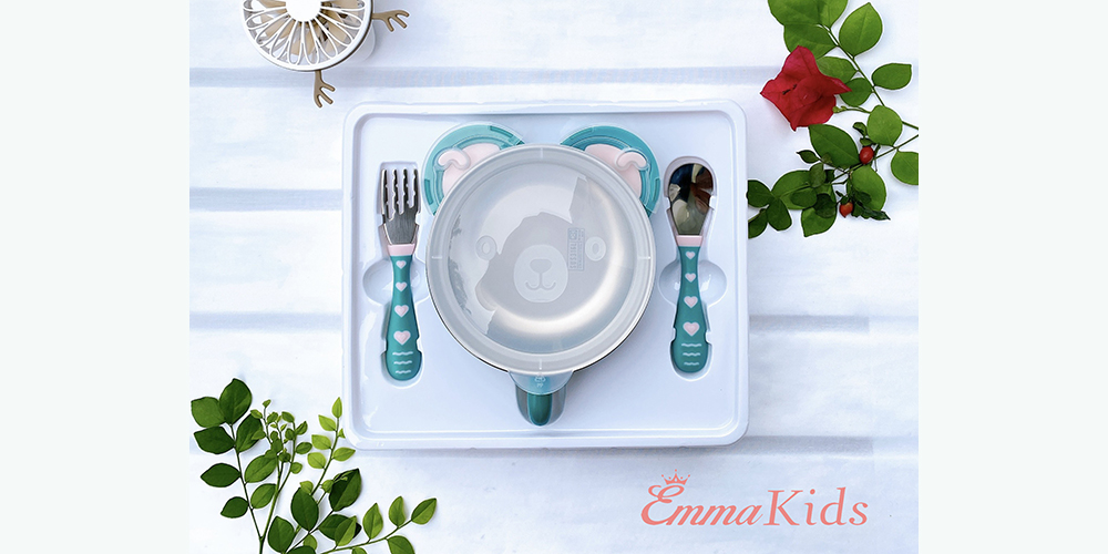 Bát ăn dặm kèm thìa dĩa EMMAKIDS