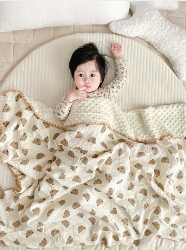 Zeloo- Chăn Muslin Lót Hạt Đậu Siêu Ấm