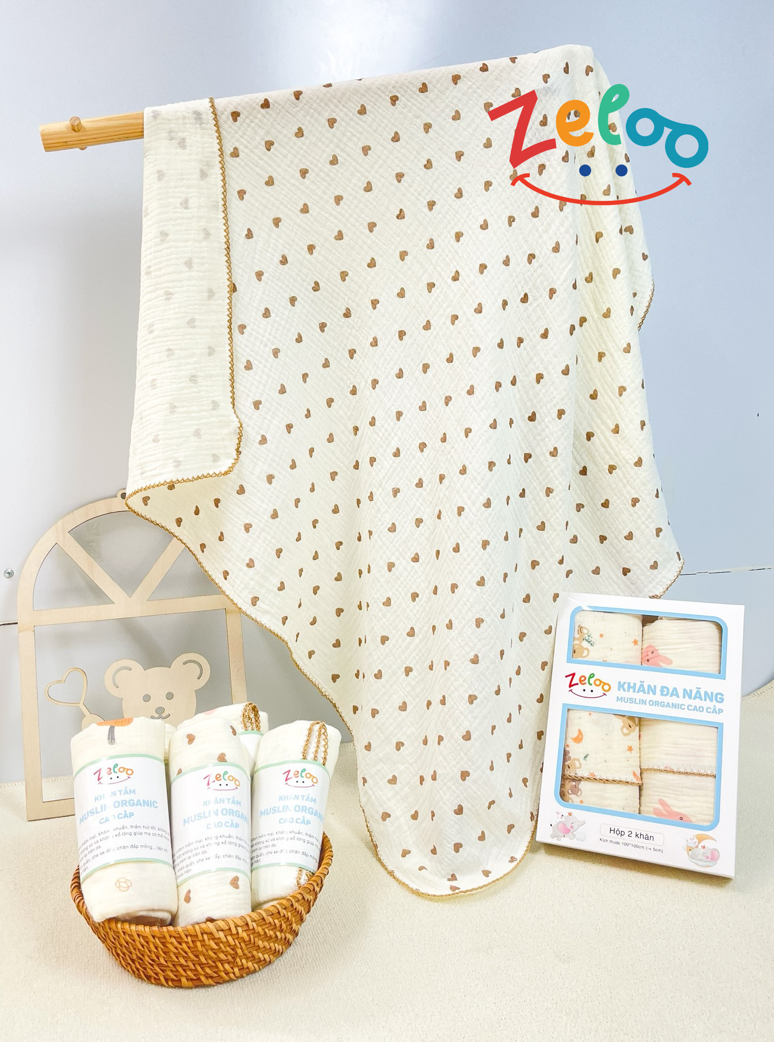 KHĂN TẮM MUSLIN ORGANIC CAO CẤP 90x90