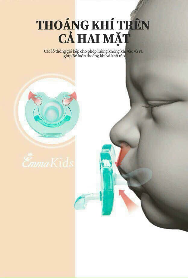 Set 2 ti giả cho bé chất liệu silicon hàng chính hãng Emmakid chống vẩu tráng Nano bạc