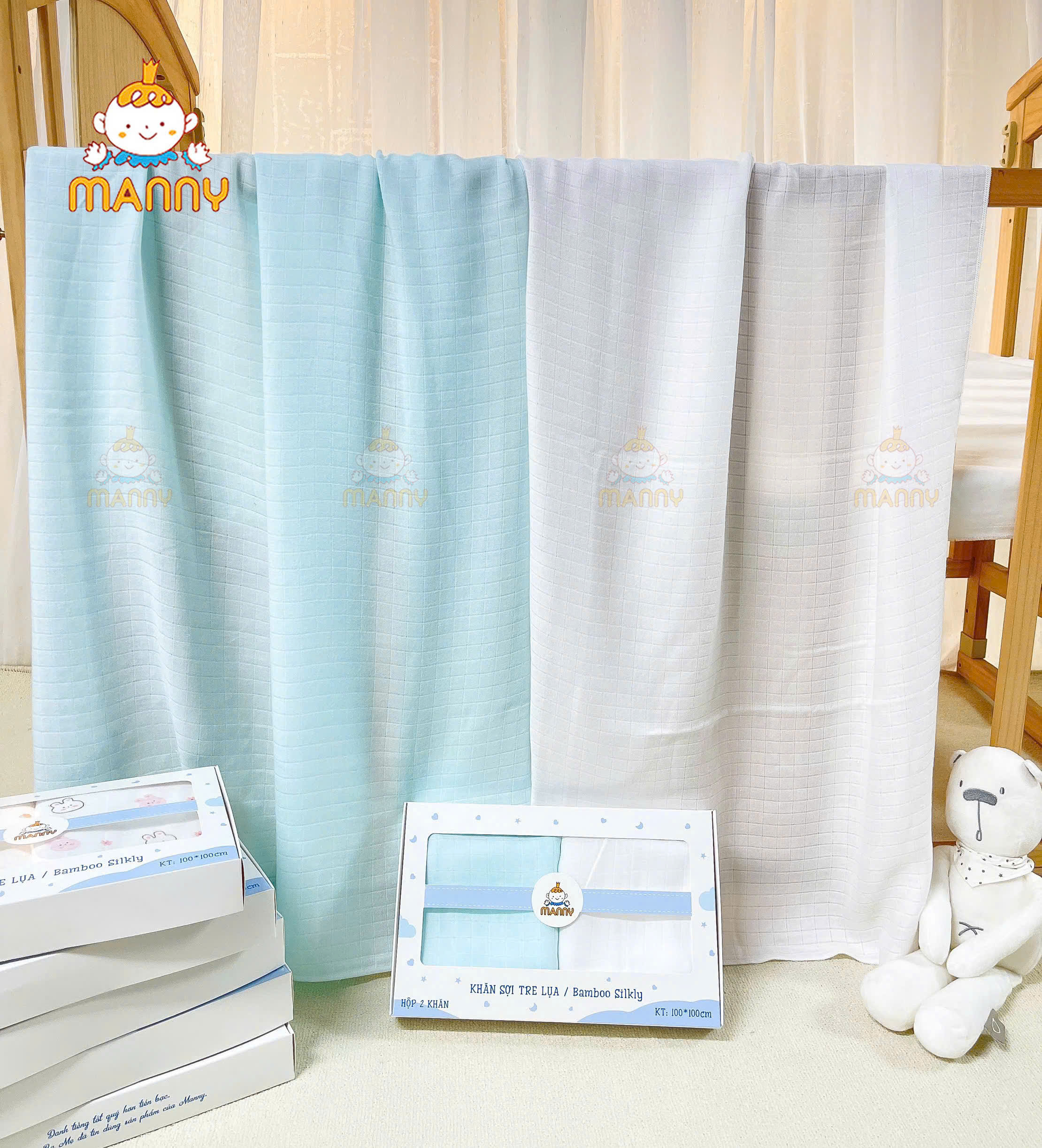 Chiếc khăn tắm Sợi Tre Lụa nhà MANNY rất mềm và thấm hút