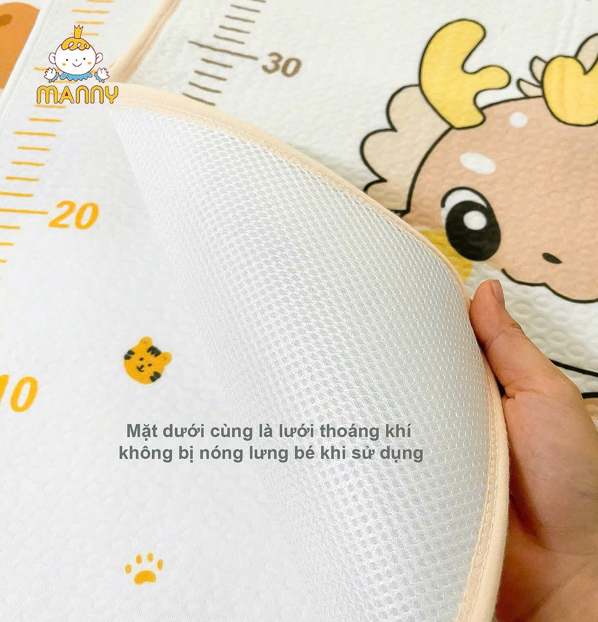 ấm lót chống thấm cao cấp 100% cotton organic Manny 4 lớp bề mặt siêu thấm hút, mềm mại
