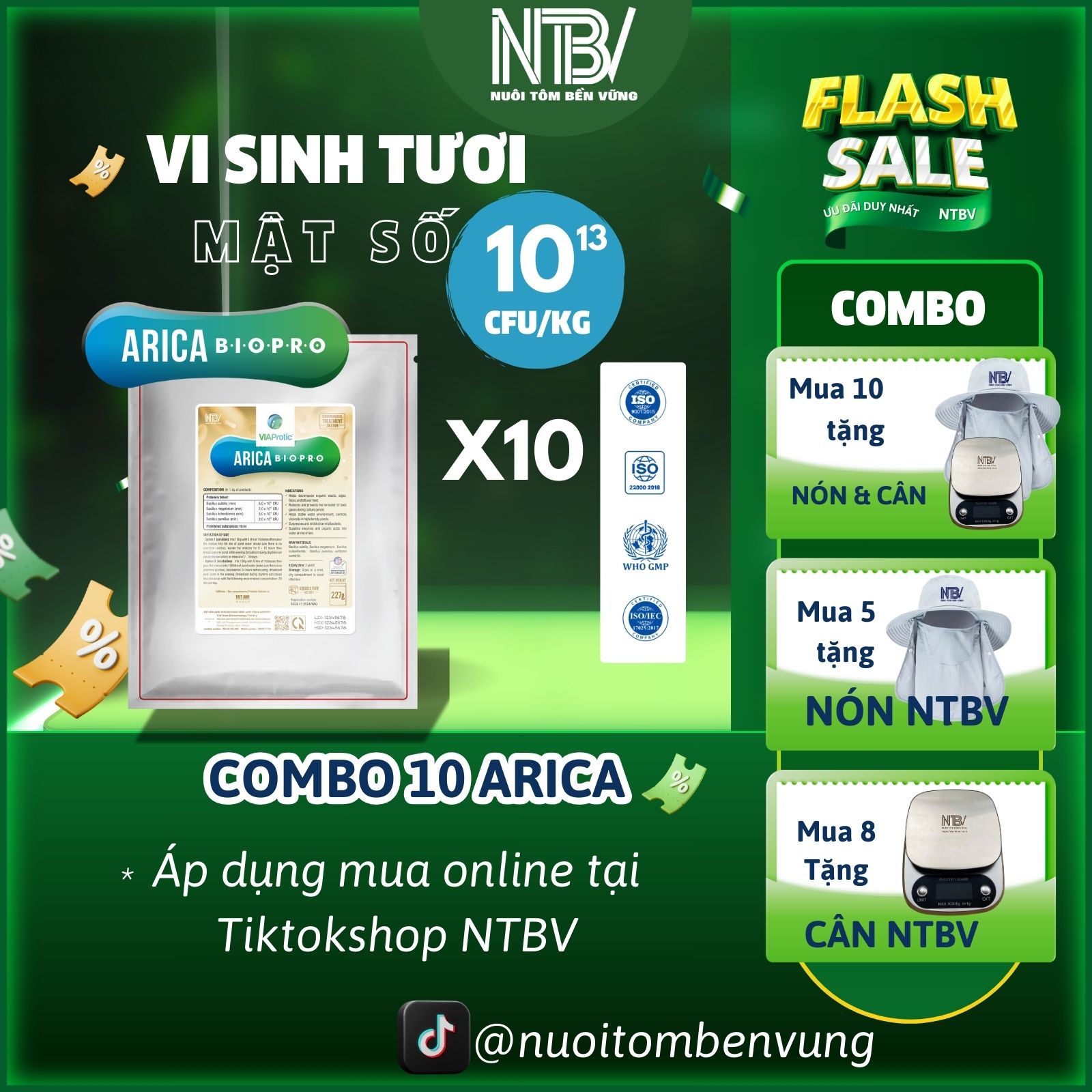 COMBO 10 TẶNG 1 ARICA MUA TRỰC TIẾP