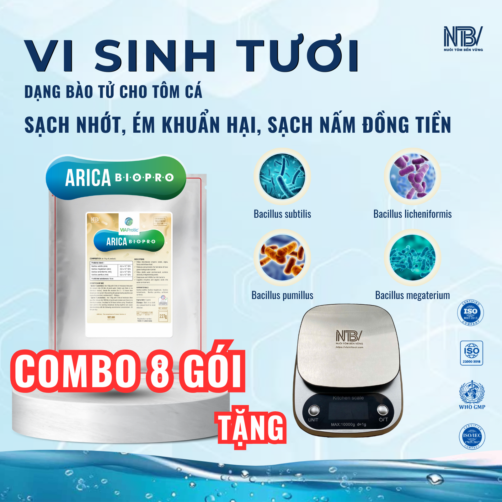 COMBO 8 GÓI ARICA TẶNG CÂN ĐIỆN TỬ