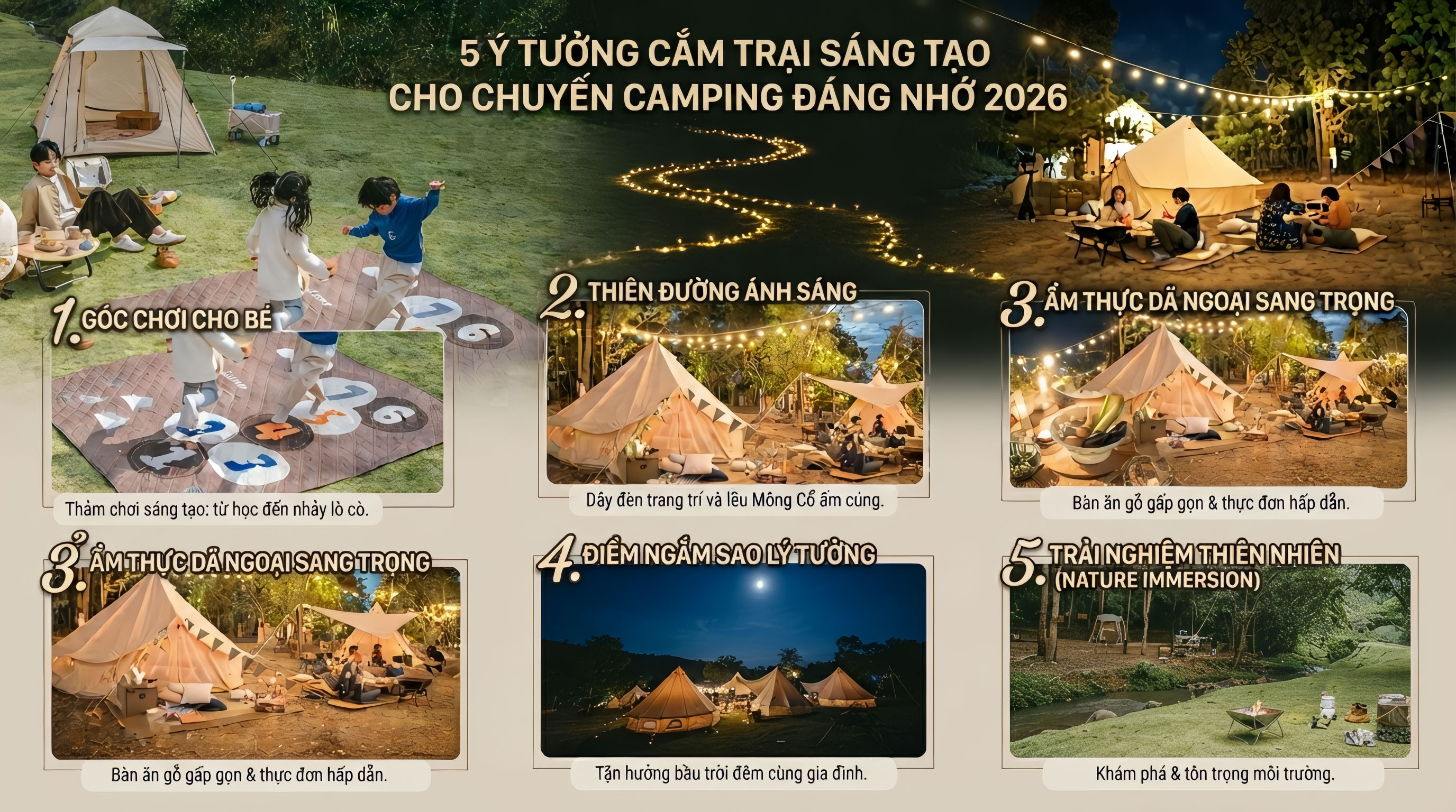5 Ý Tưởng Cắm Trại Sáng Tạo Cho Chuyến Camping Đáng Nhớ 2026