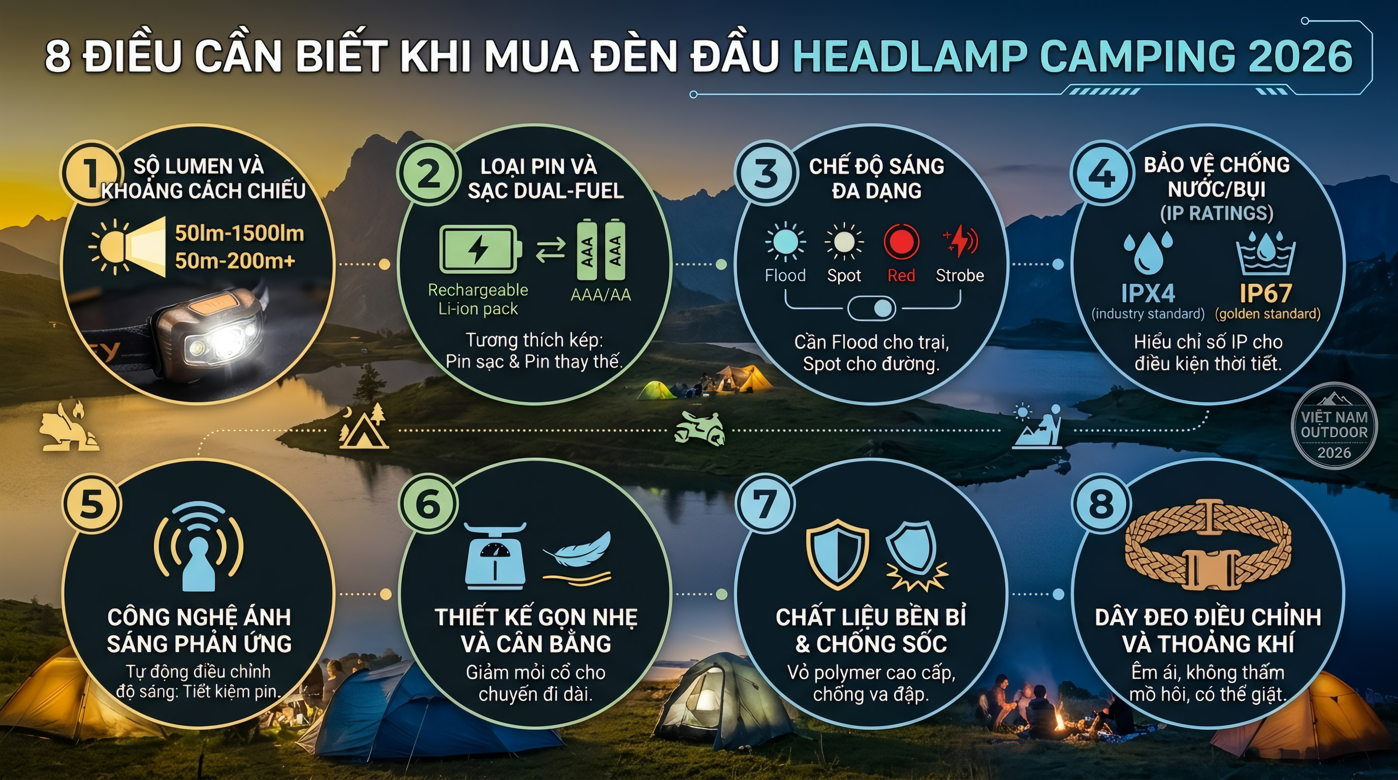 8 Điều Cần Biết Khi Mua Đèn Đầu Headlamp Camping 2026