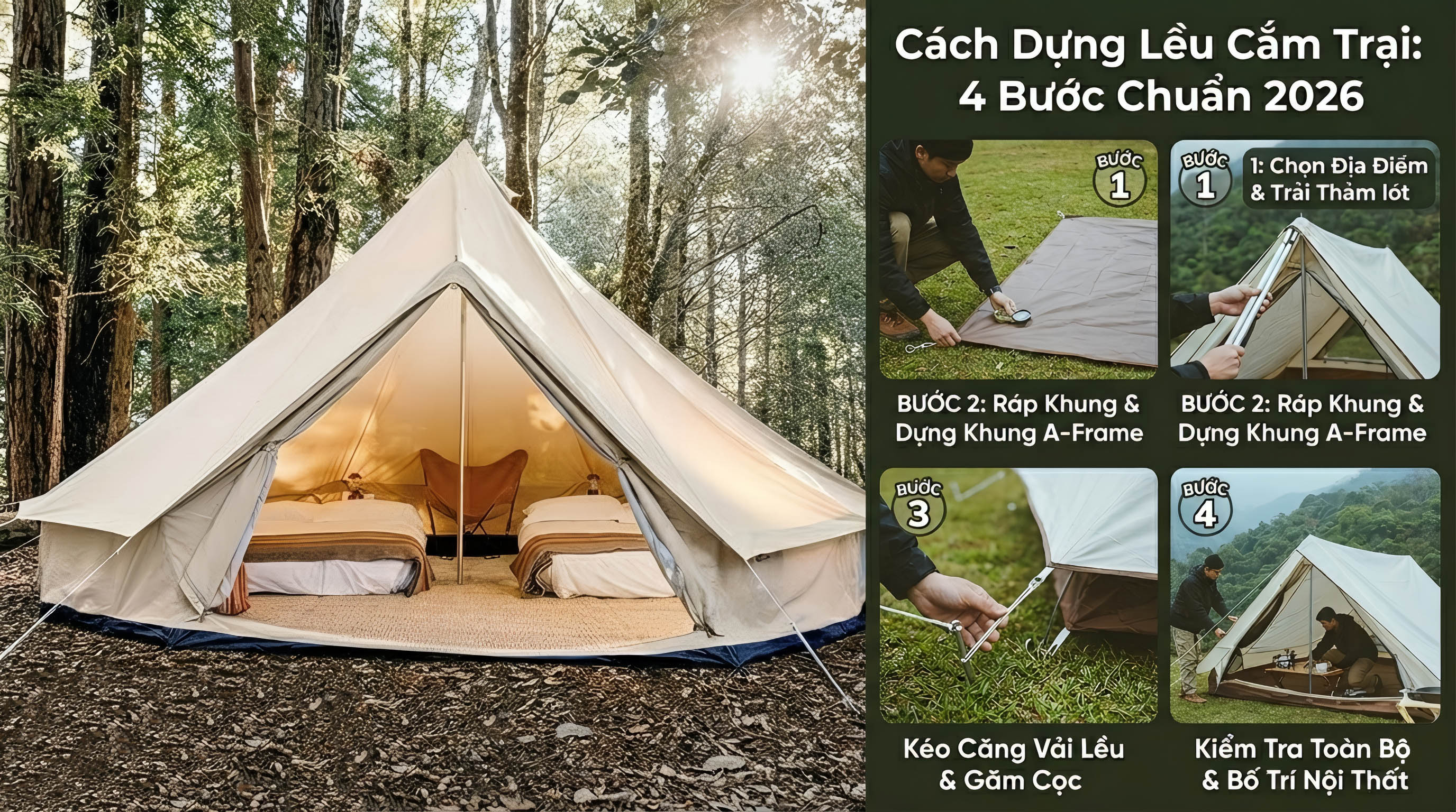 Cách Dựng Lều Cắm Trại: 4 Bước Chuẩn 2026