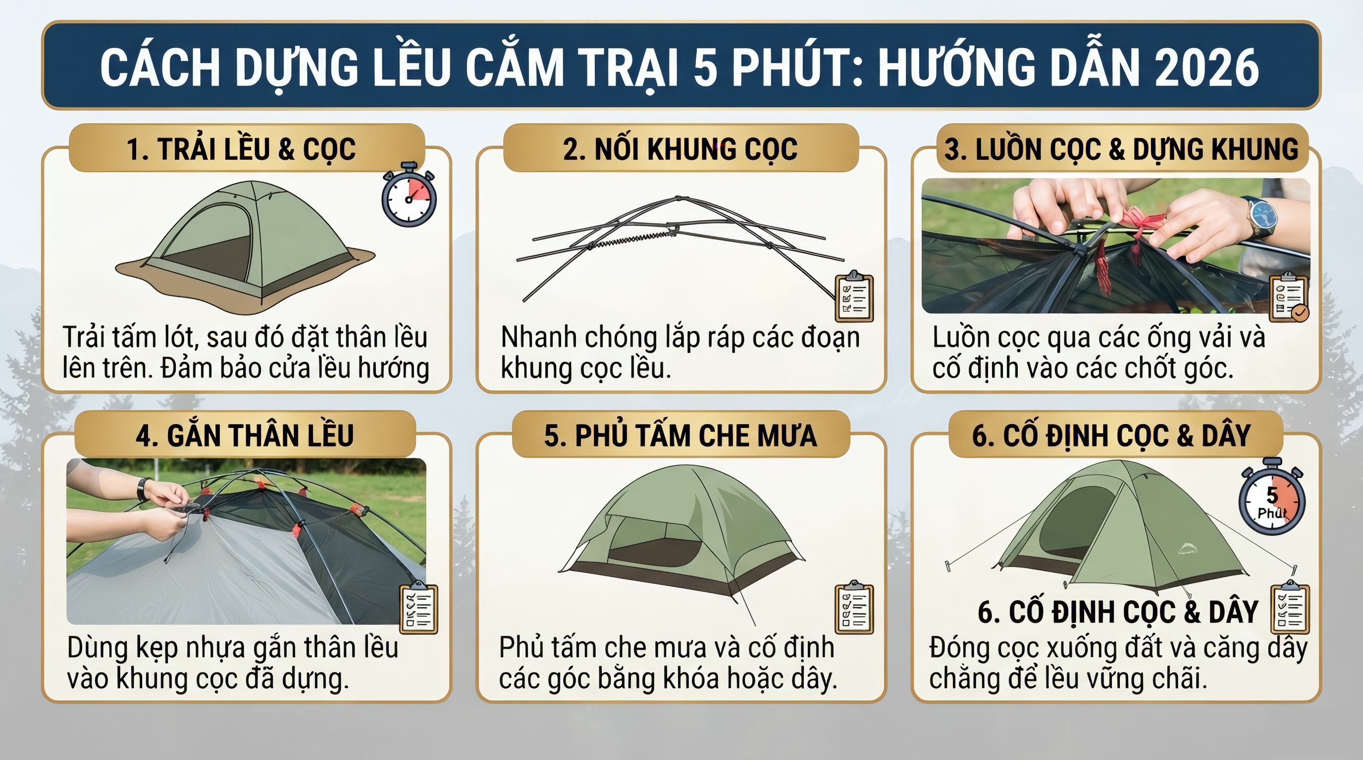 Cách Dựng Lều Cắm Trại 5 Phút: Hướng Dẫn 2026
