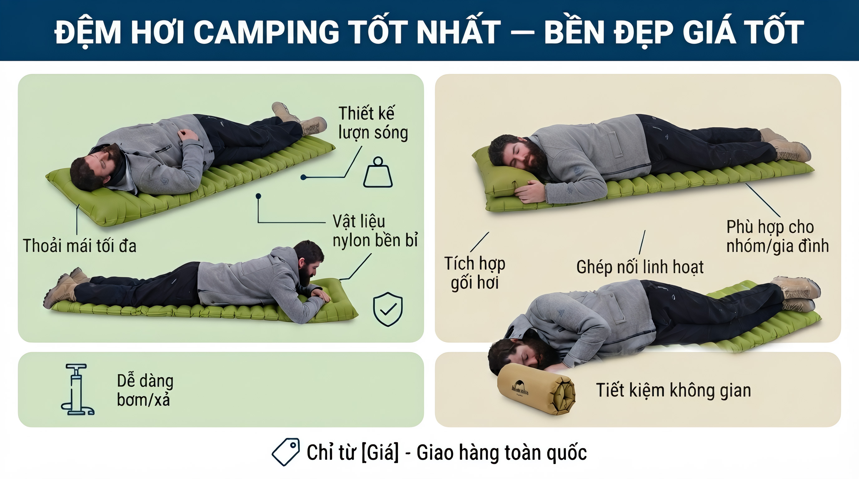 Đệm Hơi Camping Tốt Nhất — Bền Đẹp Giá Tốt