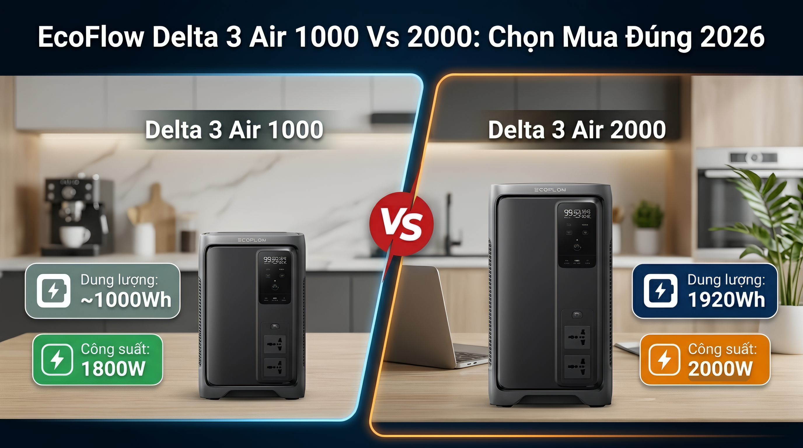 Ecoflow Delta 3 Air 1000 Vs 2000: Chọn Mua Đúng 2026