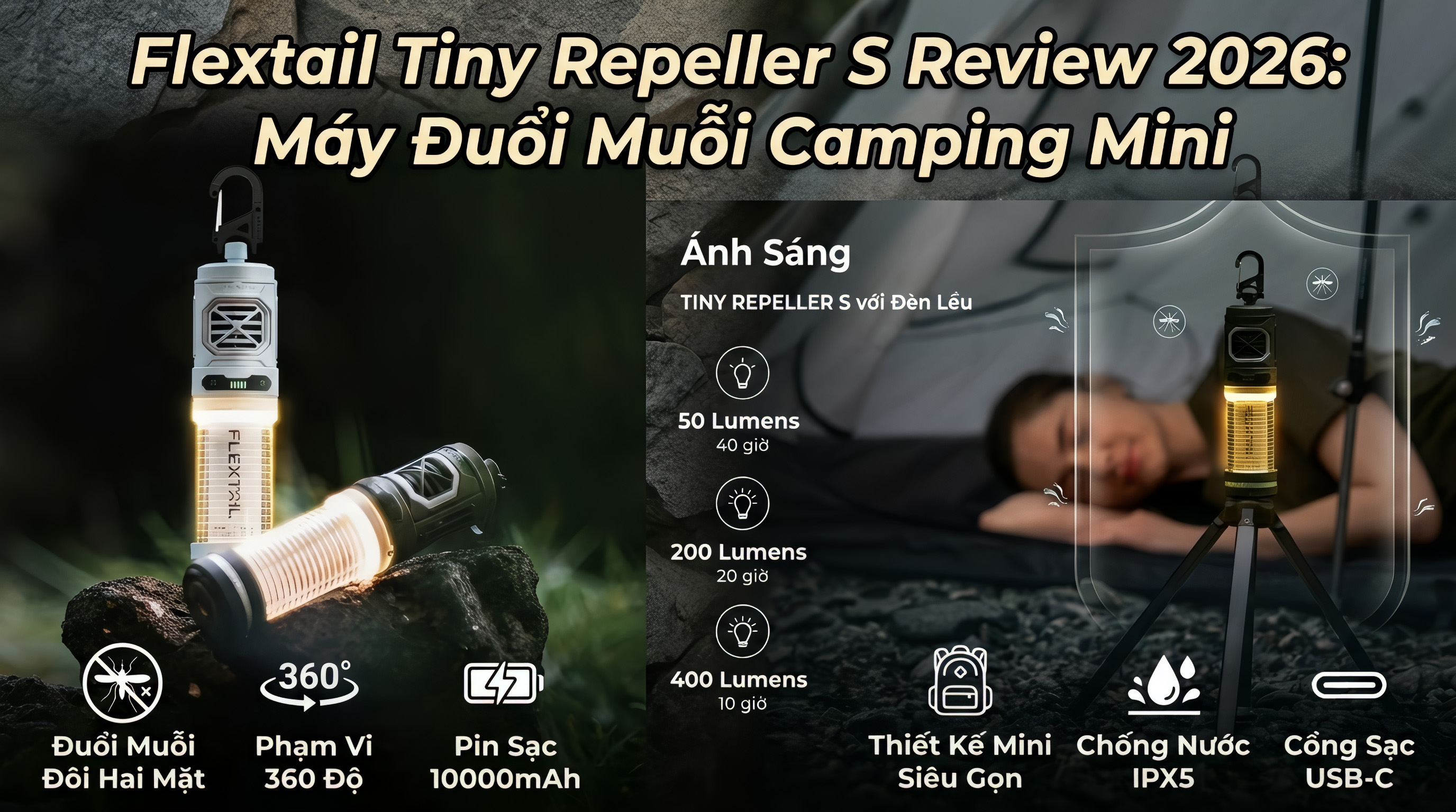 Flextail Tiny Repeller S Review 2026: Máy Đuổi Muỗi Camping Mini
