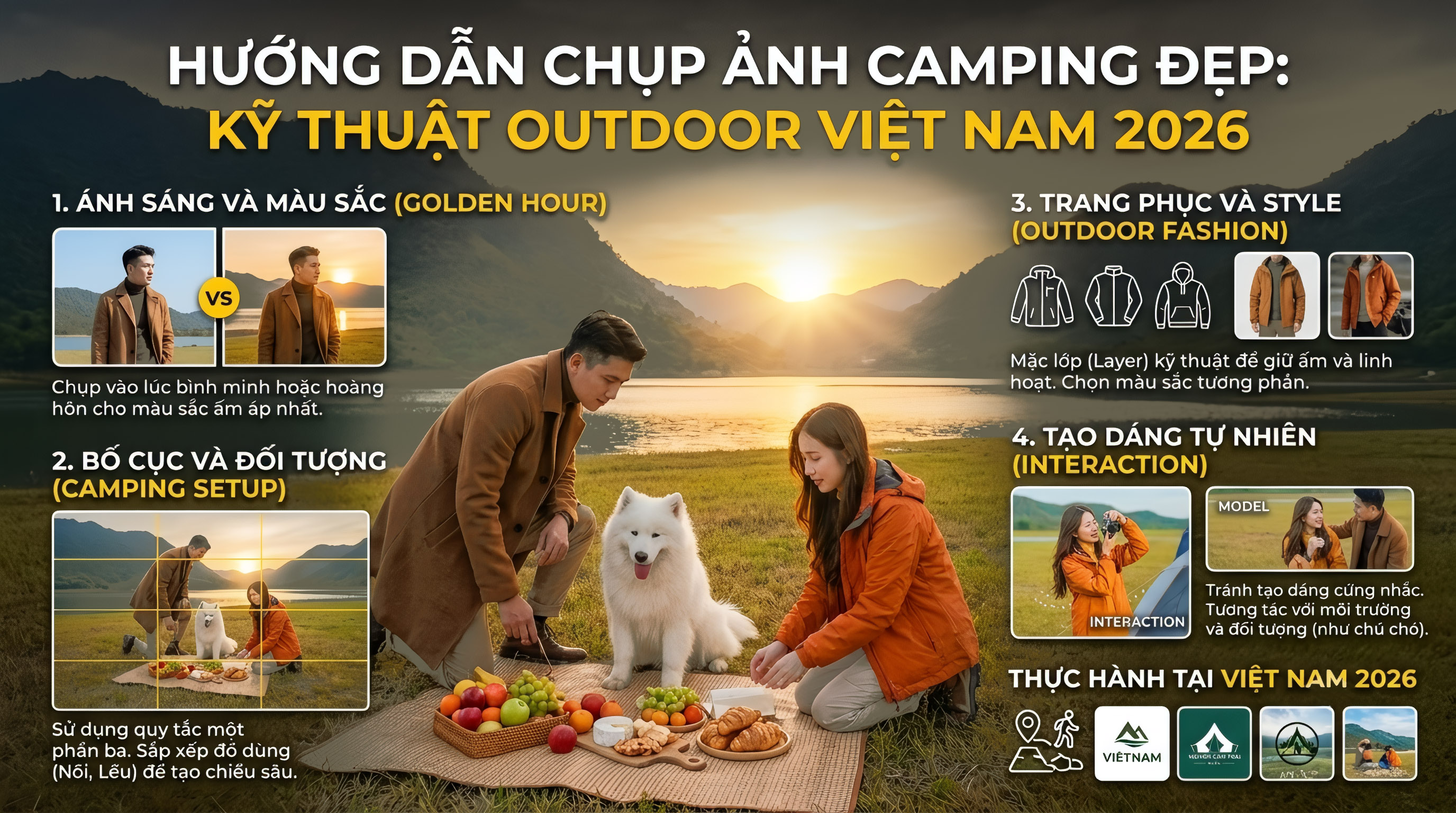 Hướng Dẫn Chụp Ảnh Camping Đẹp: Kỹ Thuật Outdoor Việt Nam 2026