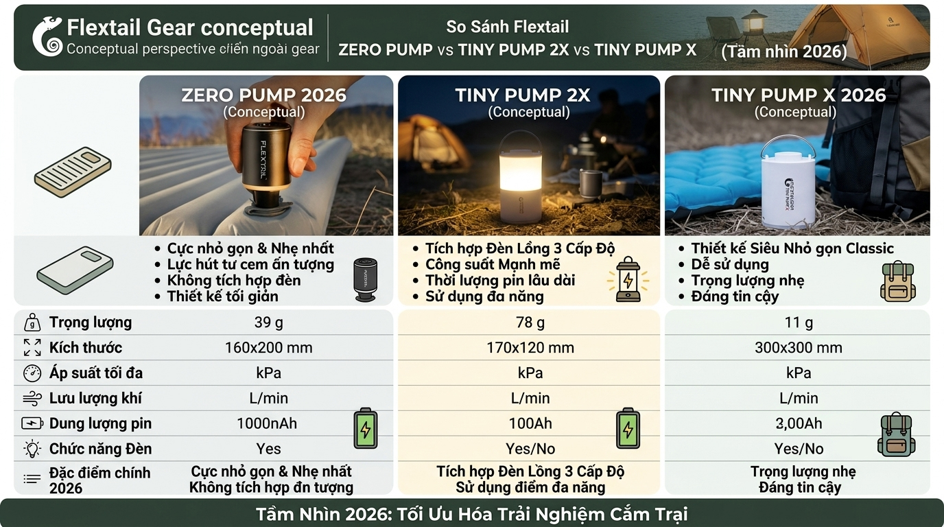 So Sánh Flextail ZERO PUMP vs TINY PUMP 2X vs TINY PUMP X 2026