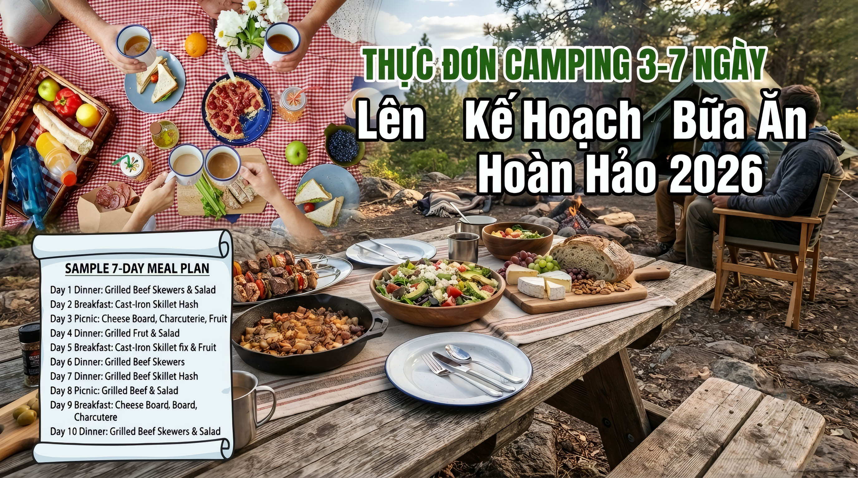 Thực Đơn Camping 3-7 Ngày: Lên Kế Hoạch Bữa Ăn Hoàn Hảo 2026