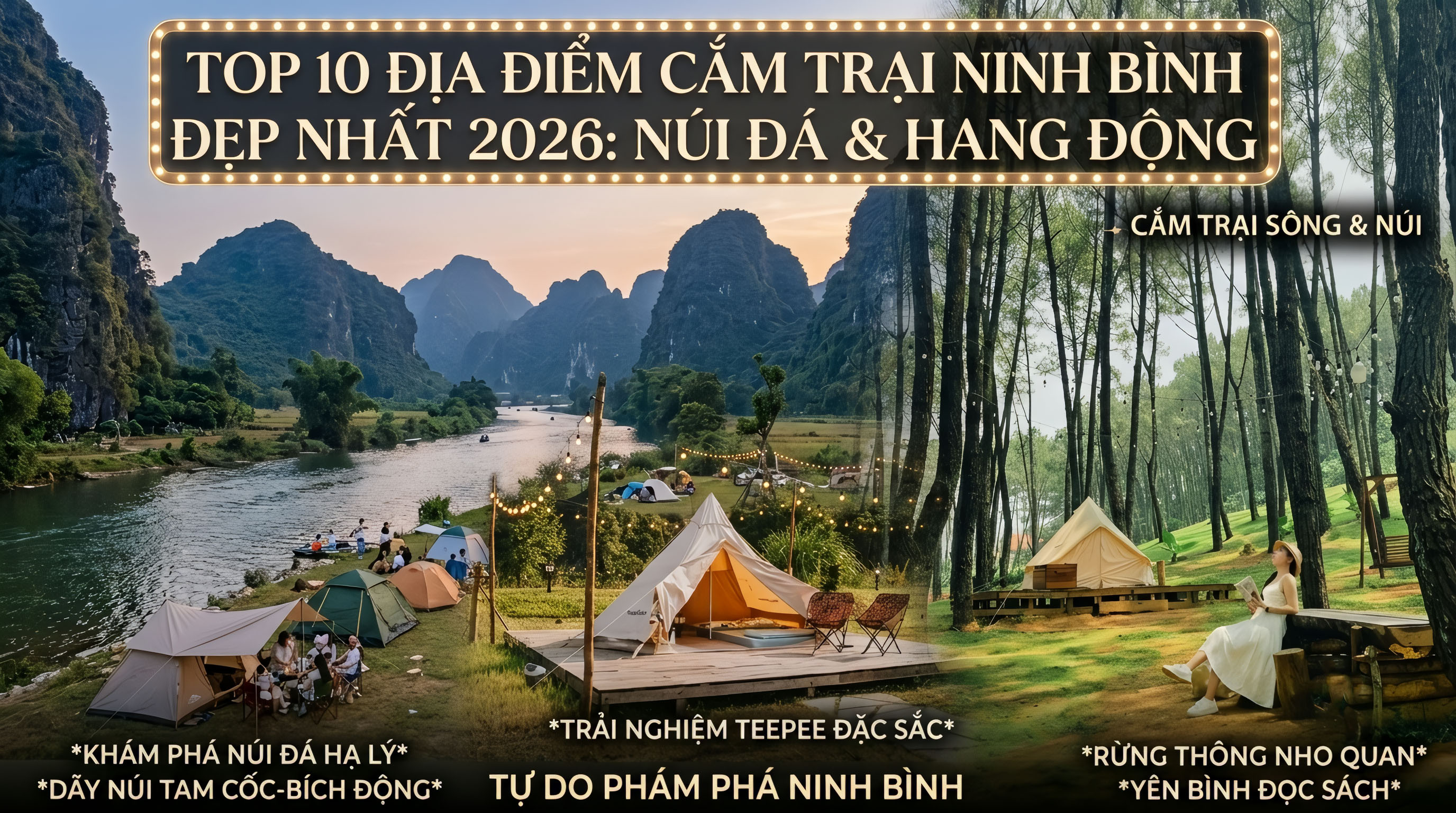 TOP 10 Địa Điểm Cắm Trại Ninh Bình Đẹp Nhất 2026: Núi Đá & Hang Động