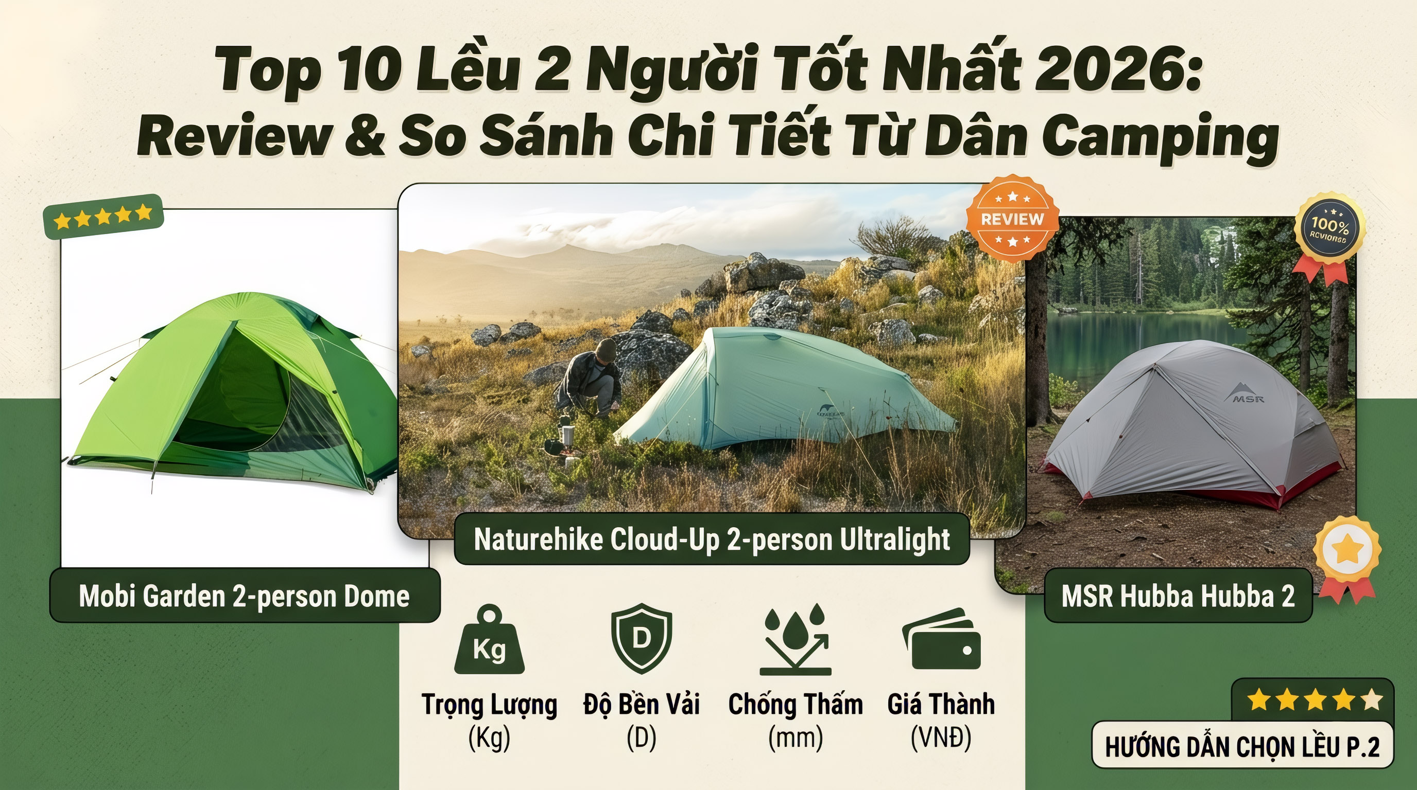 Top 10 Lều 2 Người Tốt Nhất 2026: Review & So Sánh Chi Tiết Từ Dân Camping
