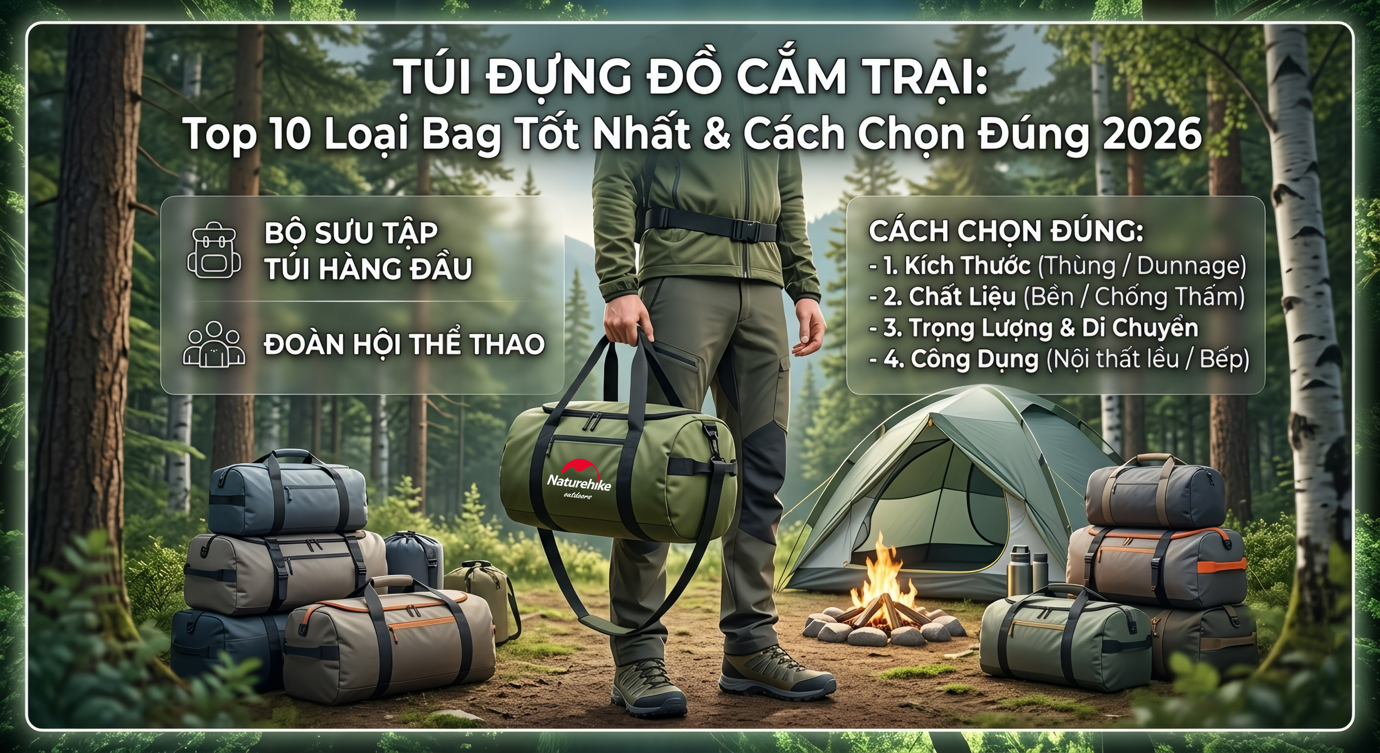 Túi Đựng Đồ Cắm Trại: Top 10 Loại Bag Tốt Nhất & Cách Chọn Đúng 2026