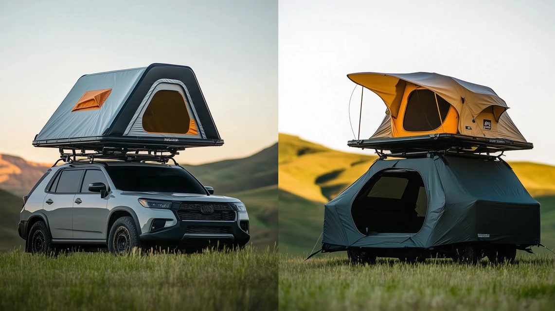 so sánh hard shell và soft shell rooftop tent lều nóc xe