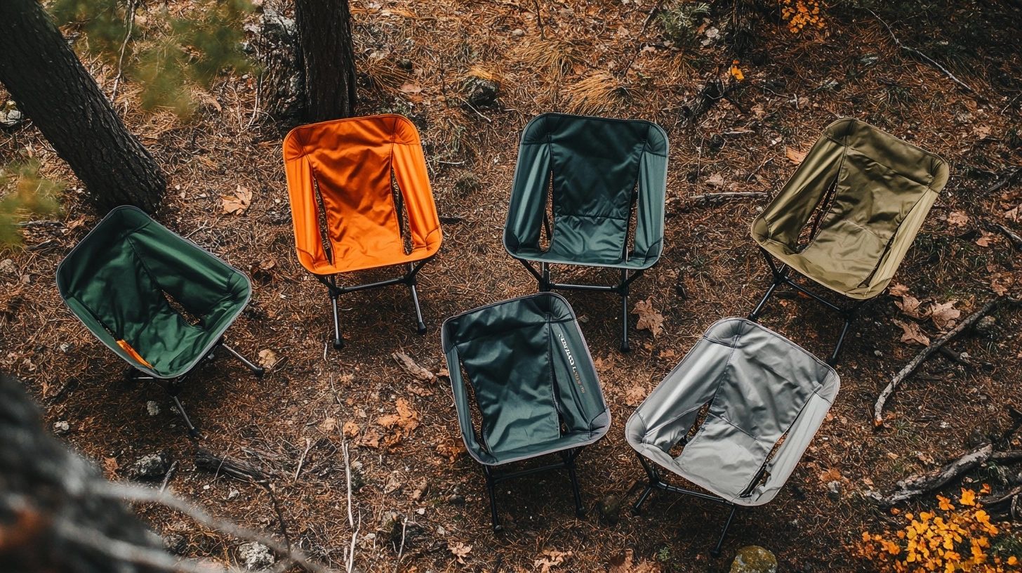 So sánh các loại ghế camping gấp gọn khác nhau — flat lay nhìn từ trên