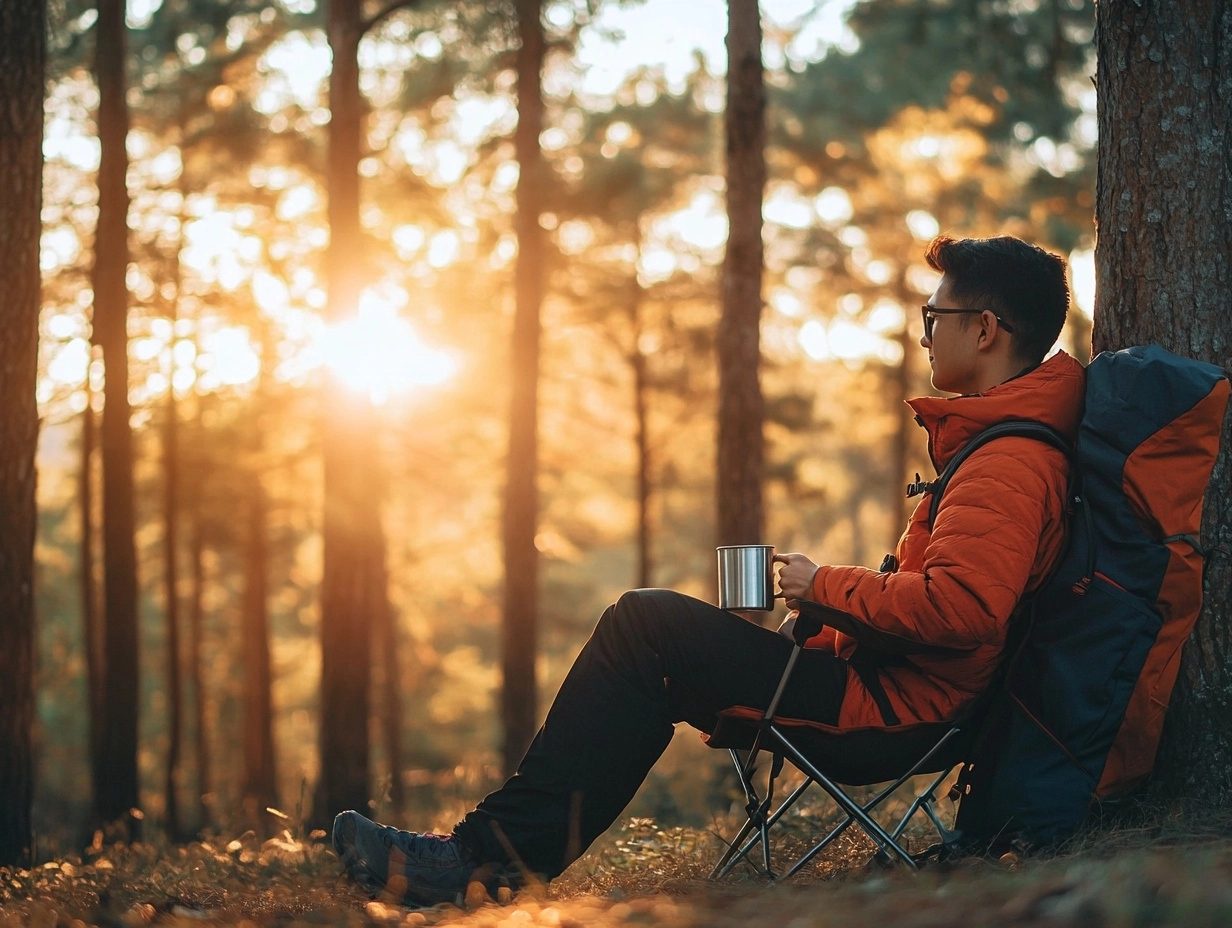 Ghế camping Naturehike gấp gọn siêu nhẹ đặt giữa rừng thông