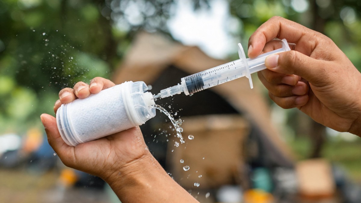 Bảo dưỡng bình lọc nước camping - backflushing Sawyer Squeeze đúng cách