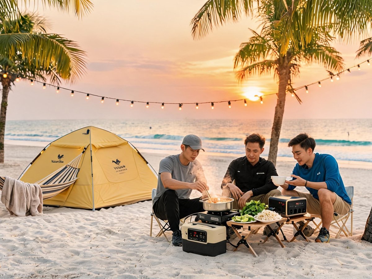 Naturehike NH18Z044-P - lều cắm trại 4 người dựng trên bãi cỏ trong chuyến dã ngoại