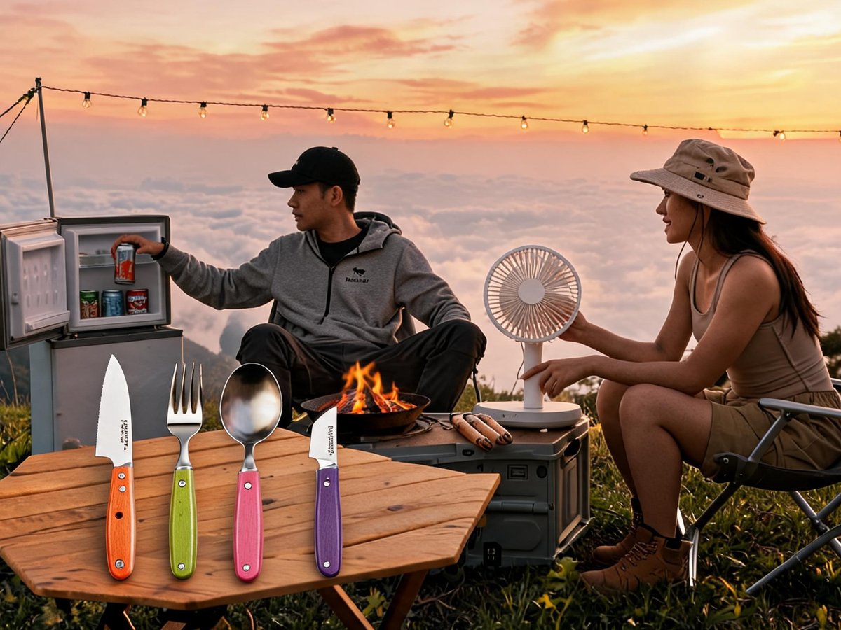 Bộ dao nĩa Opinel xếp gọn trong hộp - bố trí mang theo khi trekking