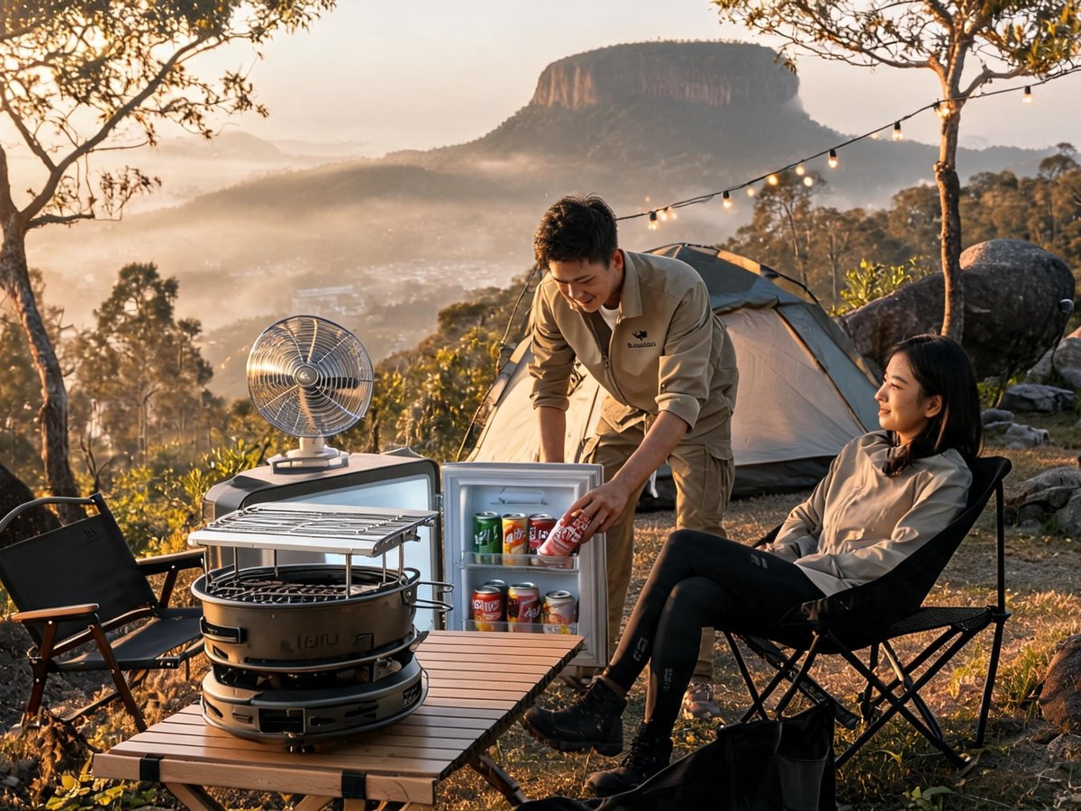 Bếp nướng than hoa dã ngoại Campingmoon - bố trí bếp nướng ngoài trời