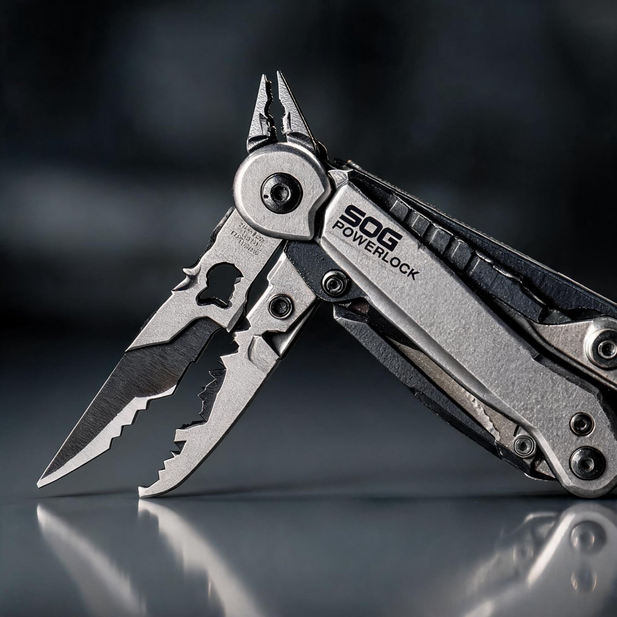 chi tiết Kìm Đa Năng Cắm Trại SOG Powerlock EOD V-Cutter Satin Polish / Black Oxide