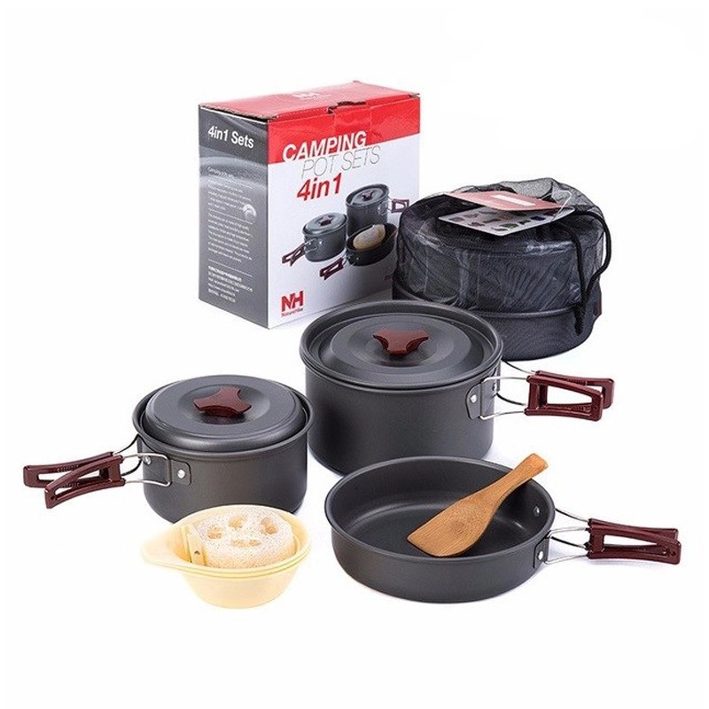 Naturehike Bộ nồi dã ngoại 2-3 người Tableware Camping Set 4in1 Picnic