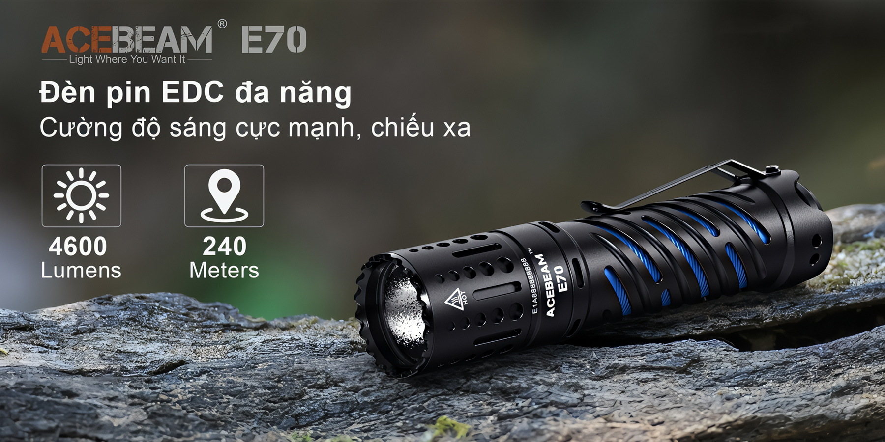 ACEBEAM E70 Đèn Pin Cắm Trại Độ Sáng 4600 Lumen Pin 21700